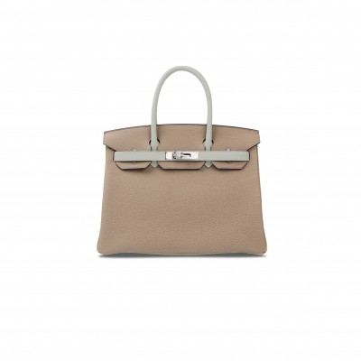 HERMES MASTER BIRKIN 25 TOGO LEATHER ASPHALT GREY AND PEARL GREY SILVER BUCKLE BAG 2479811 (25*20*13cm)